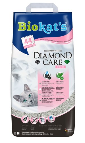 Biokat's Diamond Fresh - наполнитель Биокэтс Даймонд Фреш комкующийся c ароматом детской пудры 8 л (G-613260)