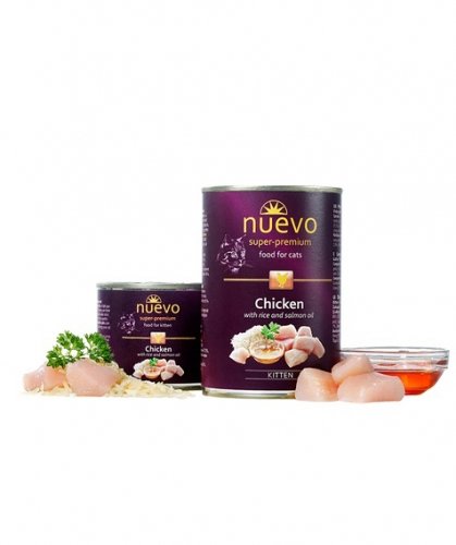 Nuevo Kitten - консерви Нуево для кошенят з куркою, рисом і лососевим жиром 400 г (95114)