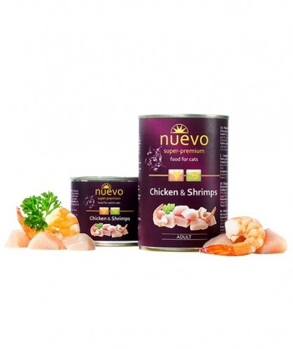 Nuevo Adult Chicken and Shrimps - консервы Нуэво с курицей и креветками для кошек 400 г (95108)