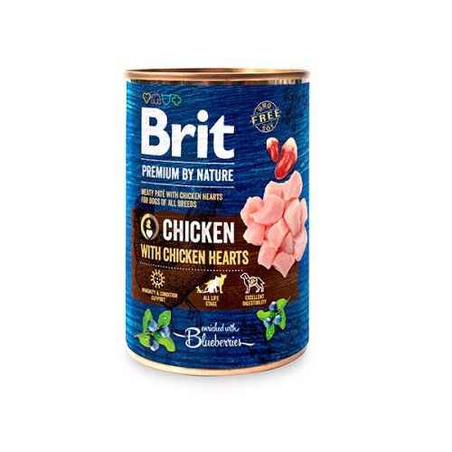 Brit Premium by Nature - консерви Брит Преміум з куркою й курячим серцем для собак 400 г (100405/8522)