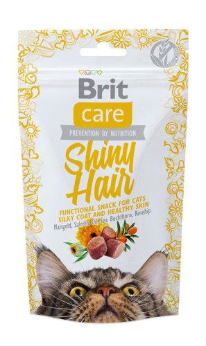 Brit Care  Shiny Hair - функциональное лакомство Брит Шайни Хеир с лососем для котов 50 г (111264/1388)