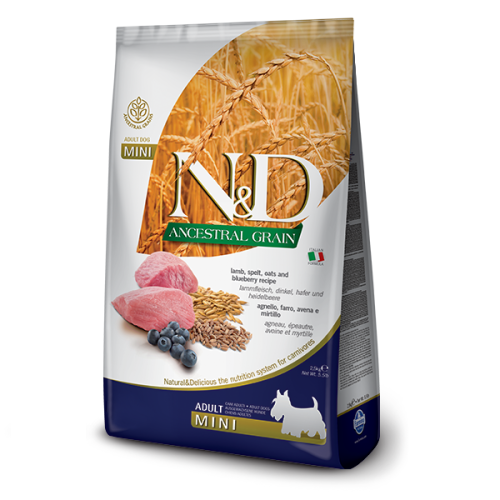 Farmina N&D Low Graine Lamb & Blueberry Adult Mini - корм Фарміна низькозерновий для дорослих собак дрібних порід з ягням та чорницею 7 кг