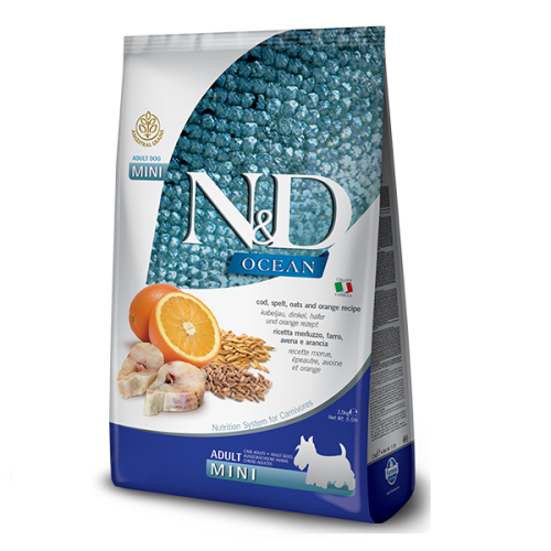 Farmina N&D Low Graine Ocean Adult Mini - корм Фармина для взрослых собак мелких пород с треской и апельсином 7 кг