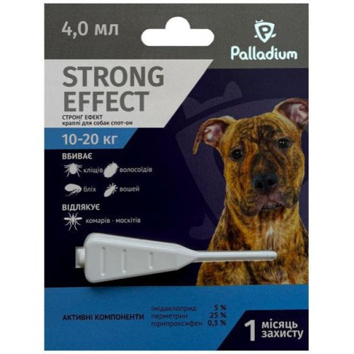 Palladium Strong Effect - краплі Палладіум на холку від бліх і кліщів для собак 10-20 кг 4 мл 1 шт