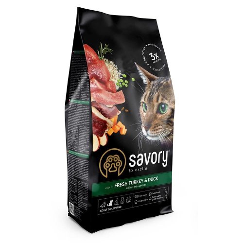 Savory Adult Cat Gourmand Fresh Turkey and Duck - корм Сейвори  для котов гурманов со свежей индейкой и уткой 400 г (30044)