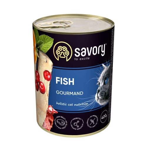 Savory Cat Can Adult Fish - консерви Сейворі для вибагливих котів з рибою 400 г (30655)