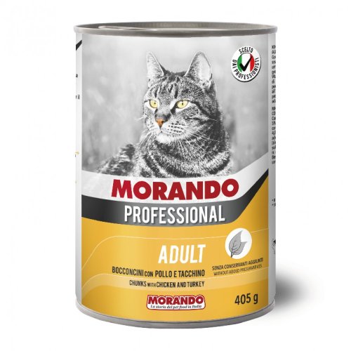 Morando PROFESSIONAL - консервы Морандо Профешнл кусочки в соусе  с курицей и индейкой для кошек 405 г (8007520099578)
