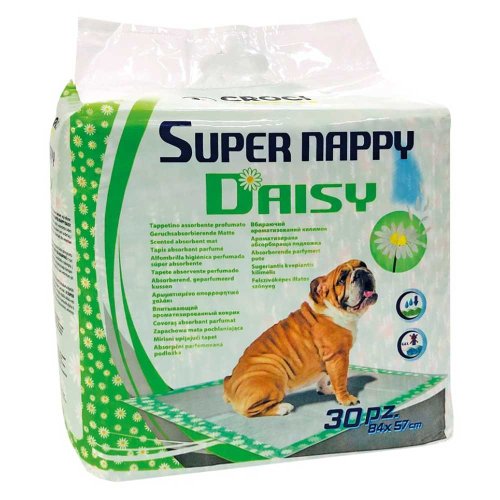 Croci Super Nappy Daisy - пеленки Super Nappy Дейзи с ароматом ромашки для собак 57х54 30 шт (8023222213128)
