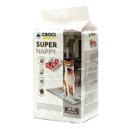 Croci Super Nappy - пеленки Super Nappy в принт газета для собак 57х54 30 шт (8023222177208)