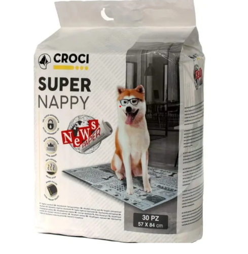 Croci Super Nappy - пеленки Super Nappy в принт газета для собак 84х57 30 шт (8023222177222)