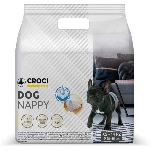 Croci Dog Nappy - подгузники Dog Nappy для собак весом 1-2 кг,14 шт XS (28-35 см)  (8023222153059)