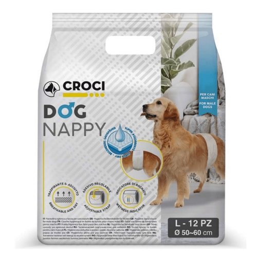 Croci Dog Nappy - подгузник-повязка Dog Nappy для кобелей 12 шт L (50-60 см)  (8023222169975)