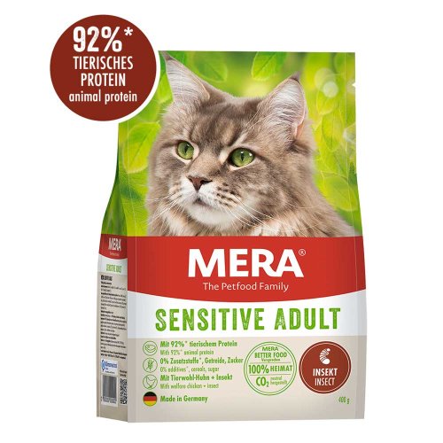 MERA Cats Sensitive Adult Insect корм для взрослых котов с чувствительным пищеварением с протеином насекомых, 400гр