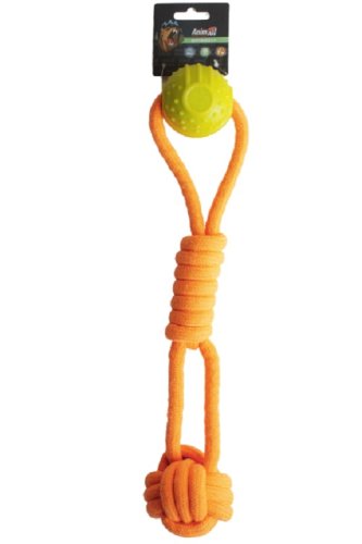 AnimAll AGrizZzly 9864 Интерактивная игрушка веревки с шариком, оранжево-желтая