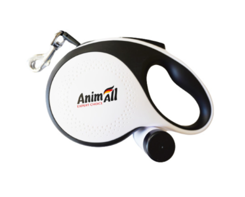 AnimAll  - рулетка-поводок AnimAll L с диспенсером белая 5 м до 50 кг, MS7016-B  (171736)