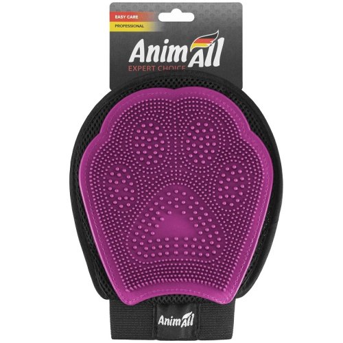 AnimAll Грум рукавичка массажная для вычесывания шерсти для котов и собак MG9608 розовая