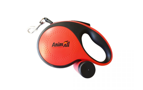 AnimAll - рулетка-поводок AnimAll M с диспенсером 5 м красная до 30 кг MS7016-B (171734)