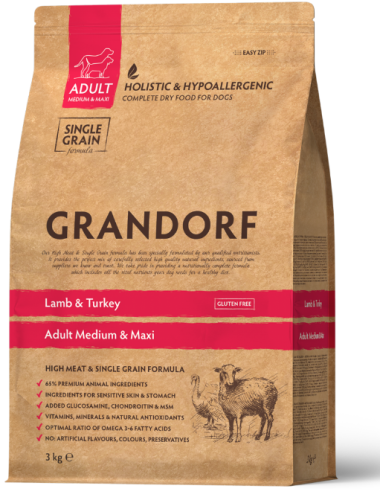 Grandorf Adult Medium&Maxi Lamb&Turkey - корм Грандорф с ягненком и индейкой для собак средних и крупных пород 10 кг (94110)