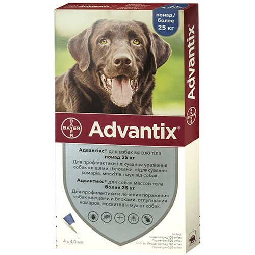 Капли от блох и клещей Bayer Advantix для собак весом свыше 25 кг 1 пипетка