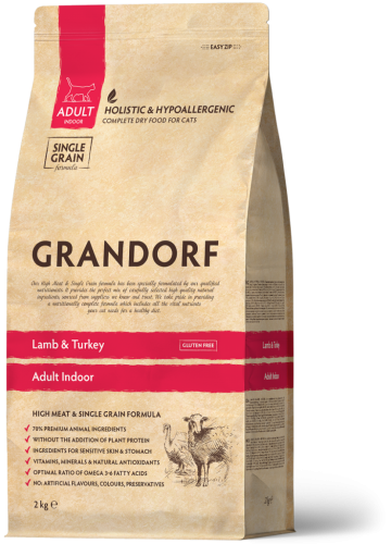 Grandorf Lamb and Turkey Adult Indoor - корм Грандорф с ягненком и индейкой  для кошек 400 г (83140)