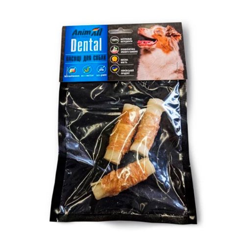 AnimAll 4757 Дентал трубочка рулетик №3 с мясом курицы, 7-8 см, 3 шт