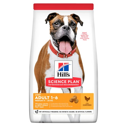 Hills SP Canine Light Medium Adult - корм Хилс c курицей для собак средних пород, склонных к ожирению 14 кг (7570)