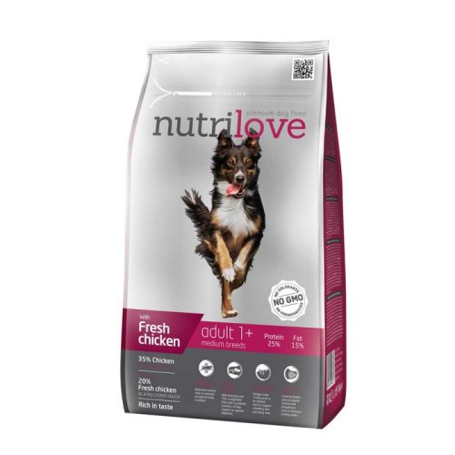 Nutrilove Adult Medium - корм Нутрилав с курицей и рисом для собак средних пород 1,6 кг (8595606402331)