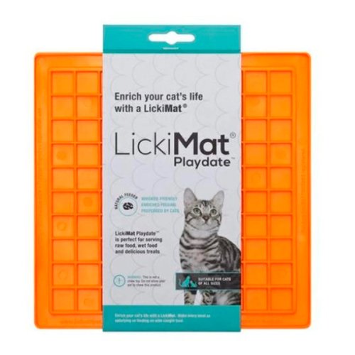 LickiMat PLAYDATE - Коврик для медленного питания для кошек и собак, мягкий оранжевый