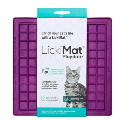 LickiMat PLAYDATE - Коврик для медленного питания для кошек и собак, мягкий фиолетовый