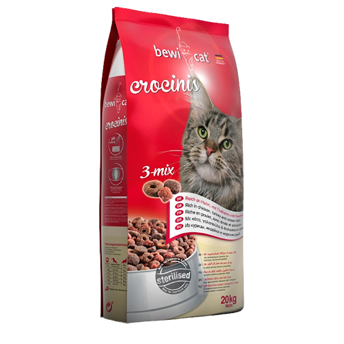 Сухий корм Bewi Cat Adult Crocinis 3-mix для дорослих котів, 20 кг