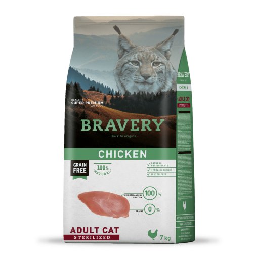 BRAVERY Chicken Adult Cat Sterilized - сухий корм  для дорослих котів стерилізованих, з куркою, 7 кг  BRAVERY Chicken Adult Cat Sterilized - сухий корм  для дорослих котів стерилізованих, з куркою, 7 кг