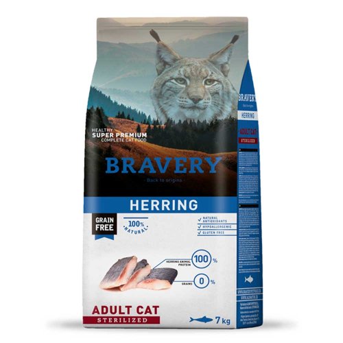 BRAVERY Herring  Adult Cat Sterilized - сухий корм  для дорослих котів стерилізованих, з оселедцем, 7 кг