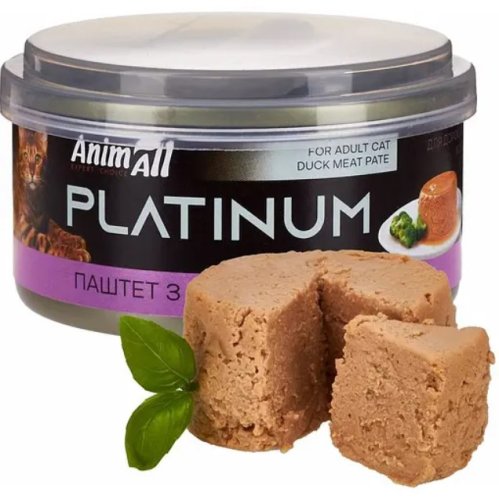 Влажный корм для кошек AnimAll Platinum, нежный паштет из утки, 70 г