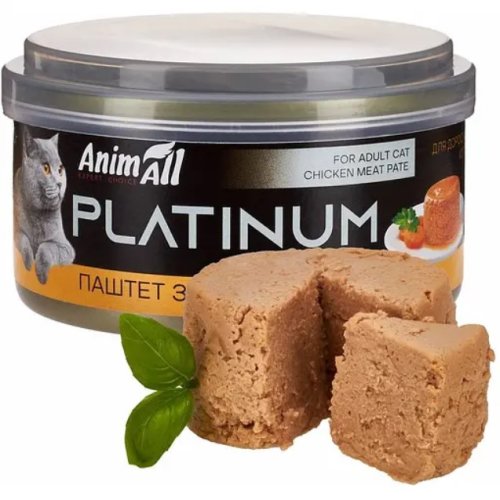Влажный корм для кошек AnimAll Platinum, нежный паштет из курицы, 70 г