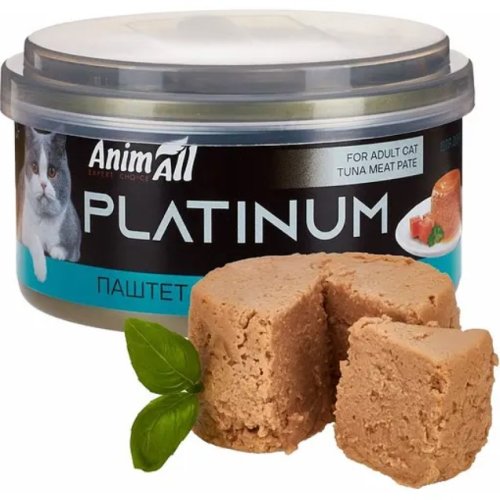 Влажный корм для кошек AnimAll Platinum, нежный паштет из тунца, 70 г