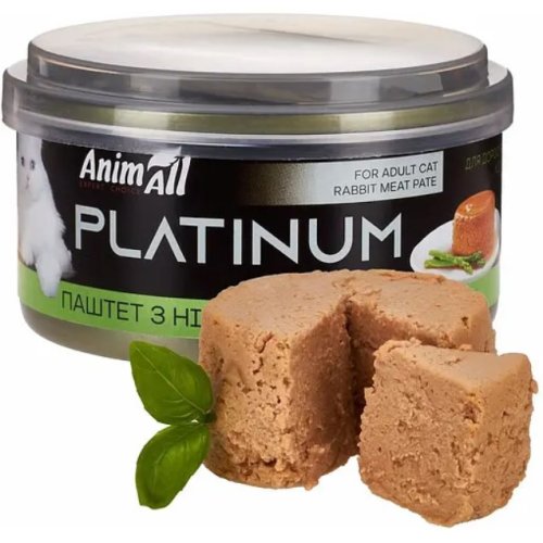 Влажный корм для кошек AnimAll Platinum, нежный паштет из кролика, 70 г