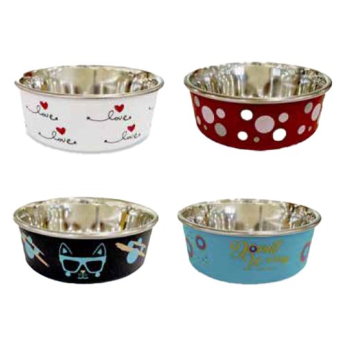 Миска CROCI Roxy принт глазур, в асортименті, нержавіюча, 0,45л, 14см