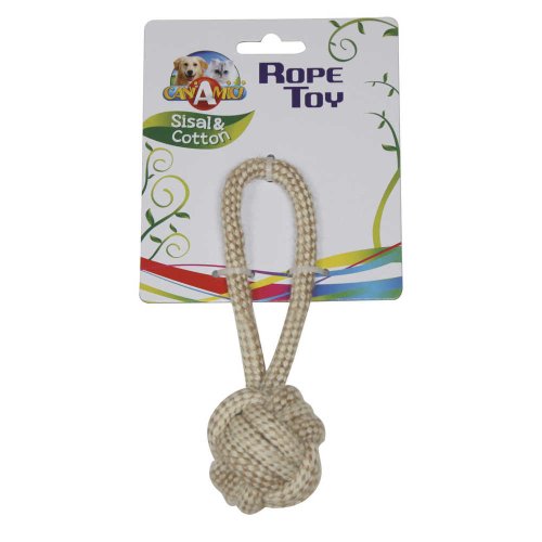 Игрушка для собак CROCI ECO канат грейфер мяч c ручкой, коттон + сизаль, 5х17см