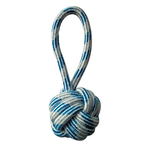 Игрушка для собак CROCI PASTEL Мяч с ручкой, канат хлопковый, голубой, 20см