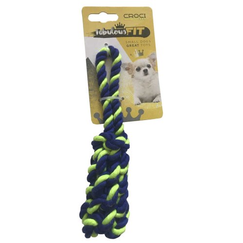Игрушка для мелких собак CROCI плетеная кость из каната, зеленая, 19см