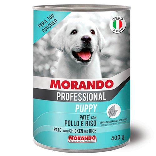 Консервированный корм Morando PROFESSIONAL для щенков, паштет с курицей и рисом, 400 г