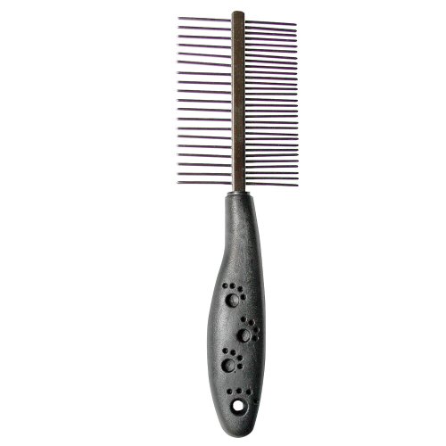 Гребінець двосторонній з пластиковою ручкою TatraPet Dog Salon, 5х17см