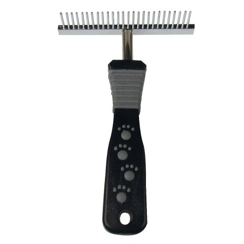 Расческа-грабли однорядные с пластиковой ручкой TatraPet Dog Salon, 8х12.6см