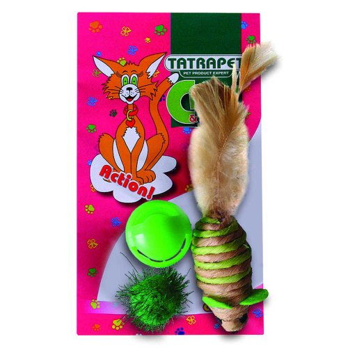Игрушка для кошек TatraPet Caty funny набор мышка+2 мячика, 3,5-6,3см