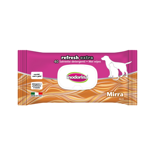 Салфетки влажные для собак и кошек Inodorina Refresh Extra Myrrh с экстрактом восточной мирры, 40 шт Салфетки влажные для собак и кошек Inodorina Refresh Extra Myrrh с экстрактом восточной мирры, 40 шт