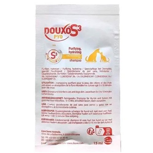 Лікувальний шампунь CEVA Douxo S3 Pio для очищення та зволоження шкіри собак і котів, саше 15 мл