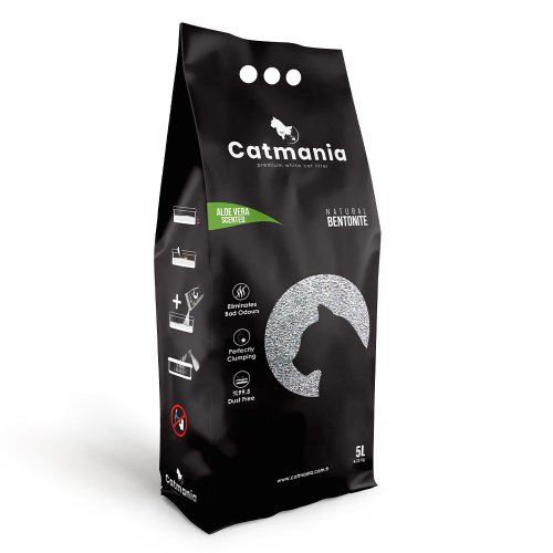 Бентонитовый наполнитель Catmania алоэ вера + зеленые гранулы, 5л