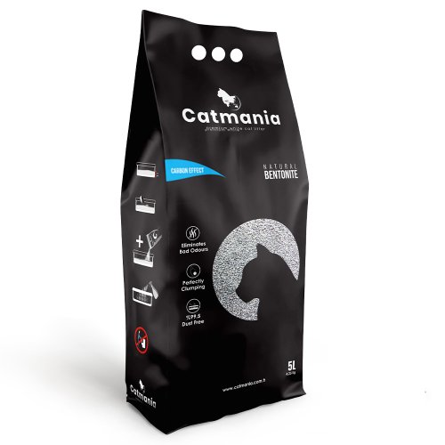 Бентонитовый наполнитель Catmania с карбоновым эффектом, 5л
