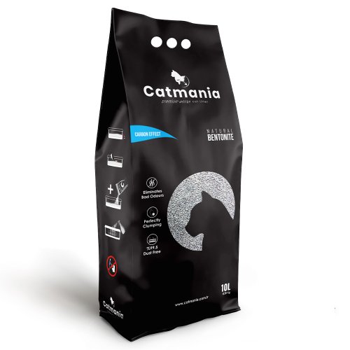 Бентонитовый наполнитель Catmania с карбоновым эффектом, 10л Бентонитовый наполнитель Catmania с карбоновым эффектом, 10л