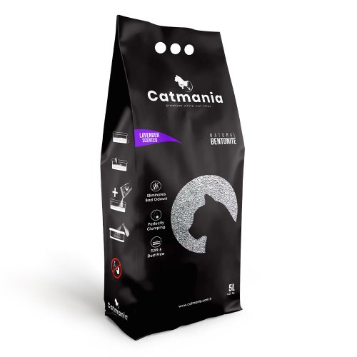 Бентонитовый наполнитель Catmania лаванда + фиолетовые гранулы, 5л
